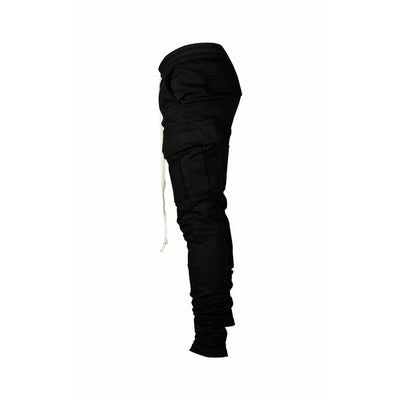 Drawstring cargo pants with ankle zip