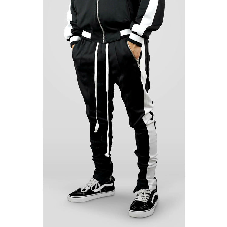 Stripe Track Pants with ankle and pocket zips
